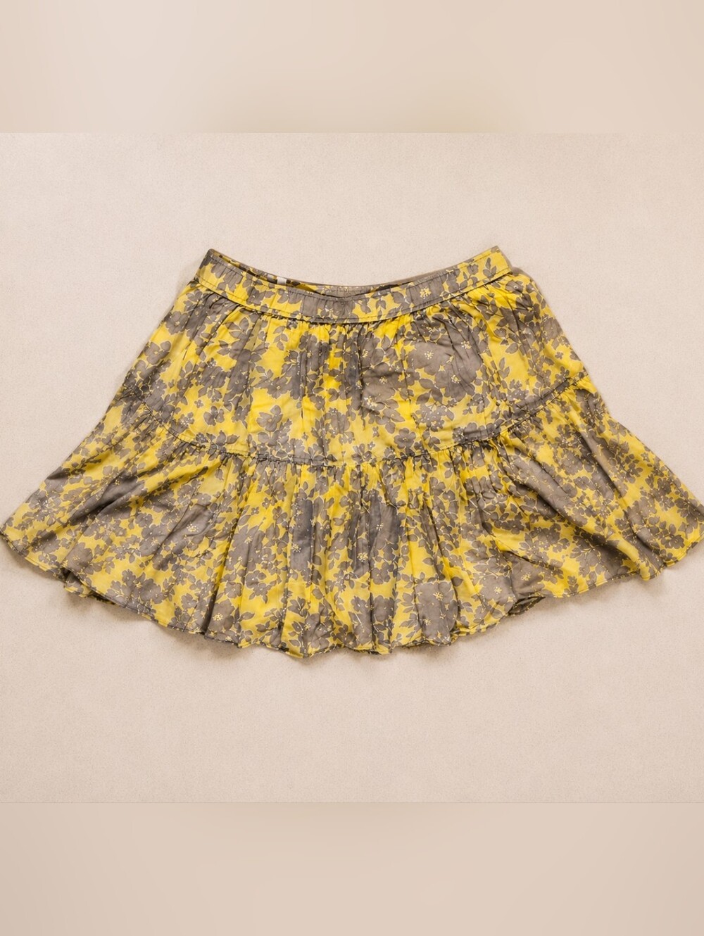 Y2K Old Navy Floral Skirt Small Yellow Gray Flowy Boho A-Line Summer - Picture 8 of 8